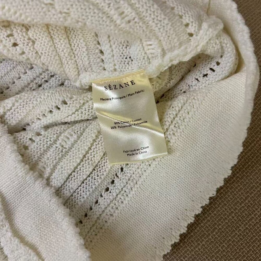 ✨ SALE EUC Sezane Leon Jumper Small Ecru Ivory French Knit Top - Picture 7 of 9